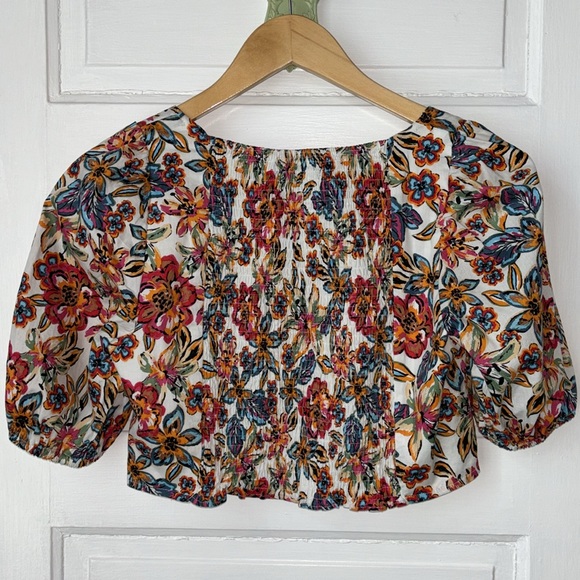 RACHEL ROY FLORAL PUFF SLEEVE CROP TOP - Picture 4 of 9